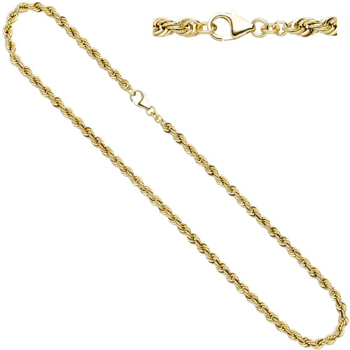 Kordelkette 585 Gelbgold 3,2 mm 45 cm Gold Kette Halskette Goldkette Karabiner