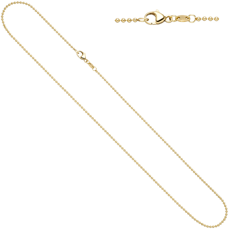 Kugelkette 585 Gelbgold 1,5 mm 42 cm Gold Kette Halskette Goldkette Karabiner