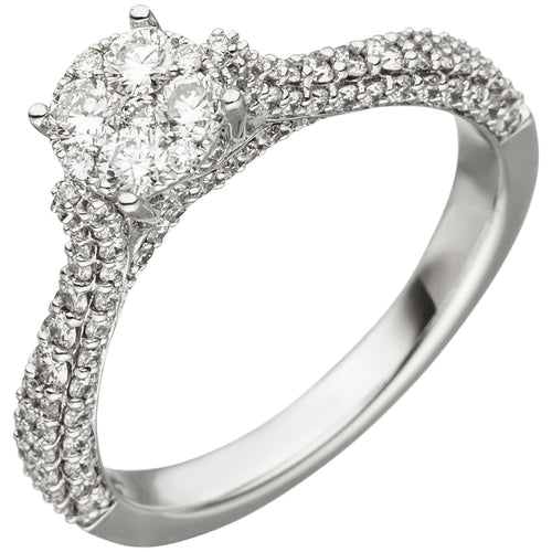 Damen Ring 585 Gold Weißgold 119 Diamanten Brillanten 1,04ct. Diamantring