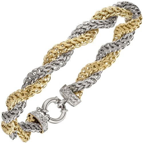 Armband 375 Gold Weißgold Gelbgold bicolor diamantiert 21 cm Goldarmband