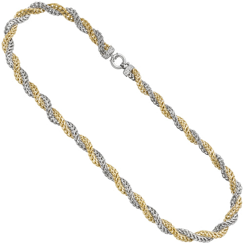 Collier Halskette 375 Gold Weißgold Gelbgold bicolor 48 cm Kette Goldkette