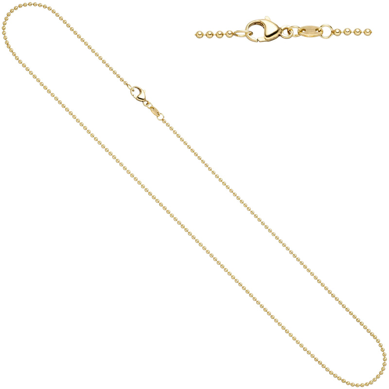 Kugelkette 585 Gelbgold 1,5 mm 45 cm Gold Kette Halskette Goldkette Karabiner