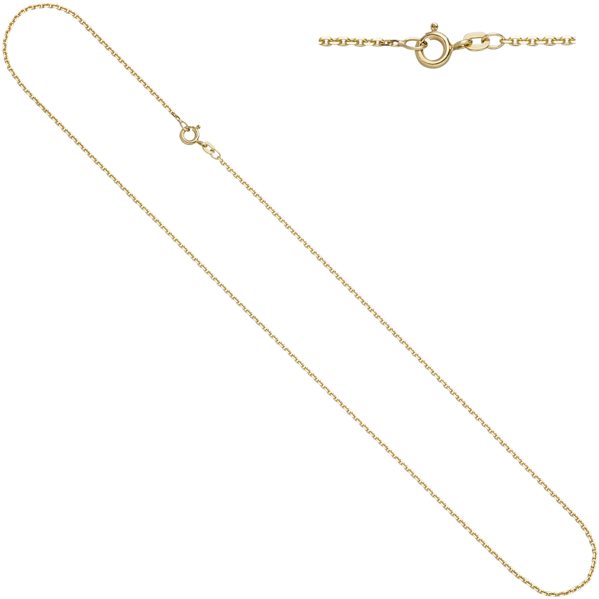 Ankerkette 585 Gelbgold diamantiert 1,6 mm 50 cm Gold Kette Halskette Goldkette