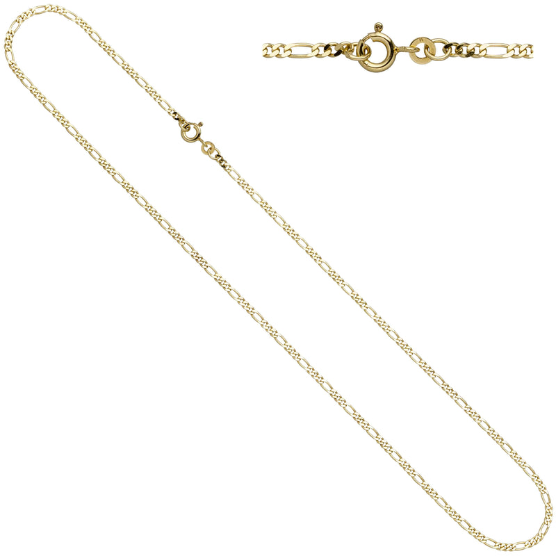 Figarokette 333 Gelbgold 2,3 mm 45 cm Gold Kette Halskette Goldkette Federring