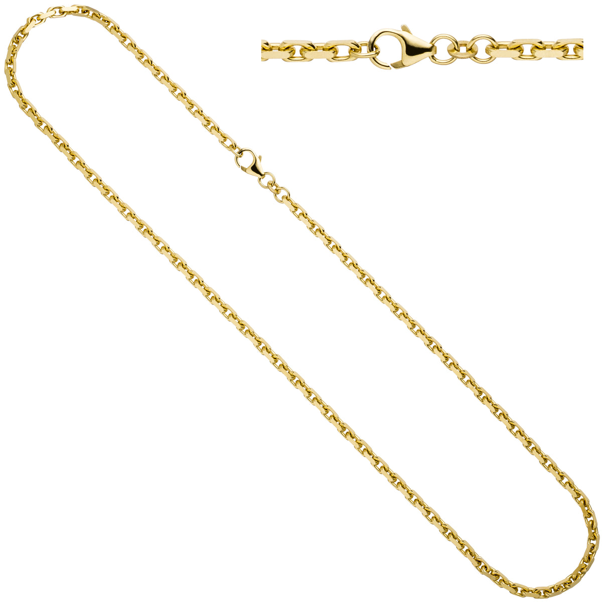 Ankerkette 585 Gelbgold diamantiert 3 mm 50 cm Gold Kette Halskette Goldkette