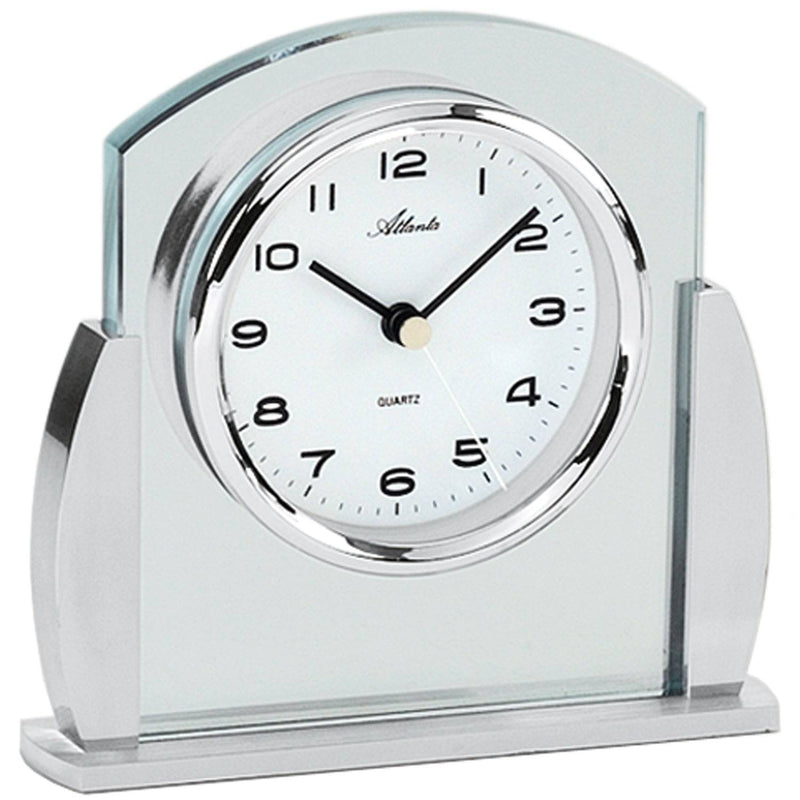 Atlanta 3038/19 Stiluhr Tischuhr Quarz silbern modern mit Glas