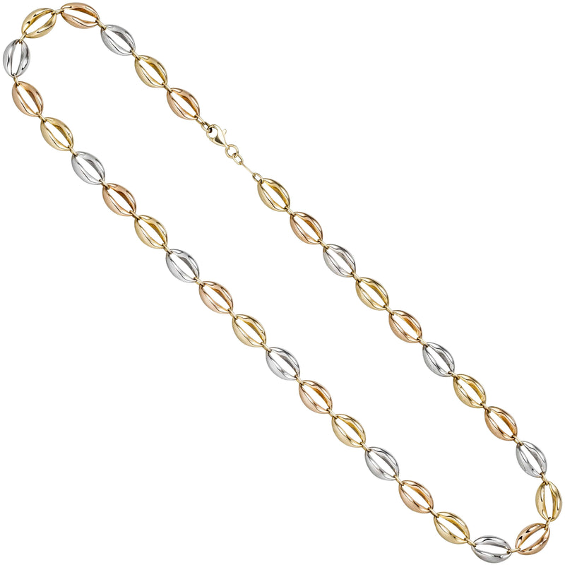 Halskette Kette 585 Gold dreifarbig tricolor 45 cm Goldkette Karabiner