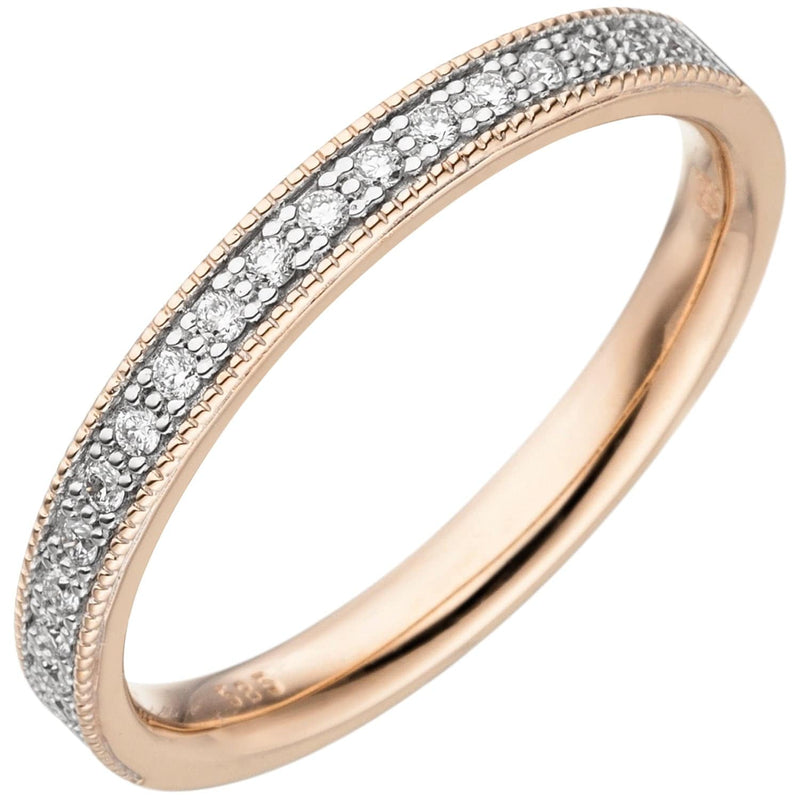 Damen Ring 585 Gold Rotgold 19 Diamanten Brillanten