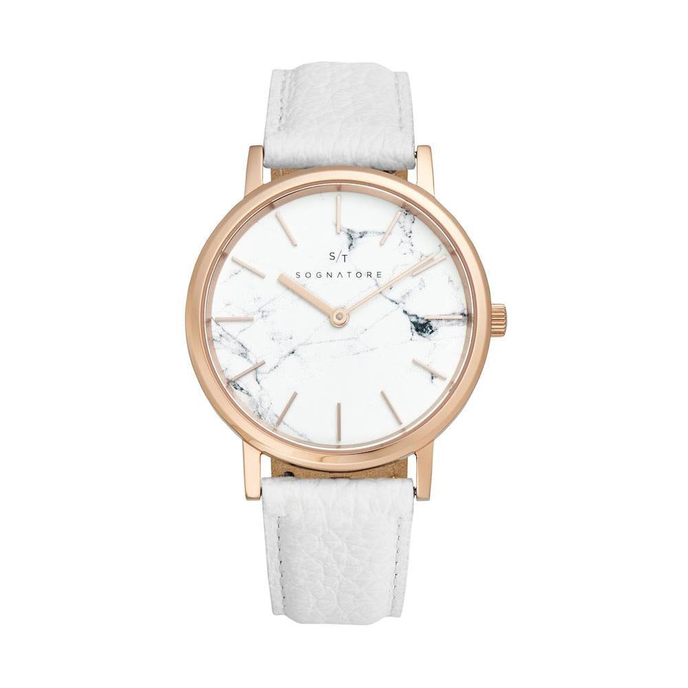 Sognatore Marble White Rose Gold Damenuhr / Herrenuhr