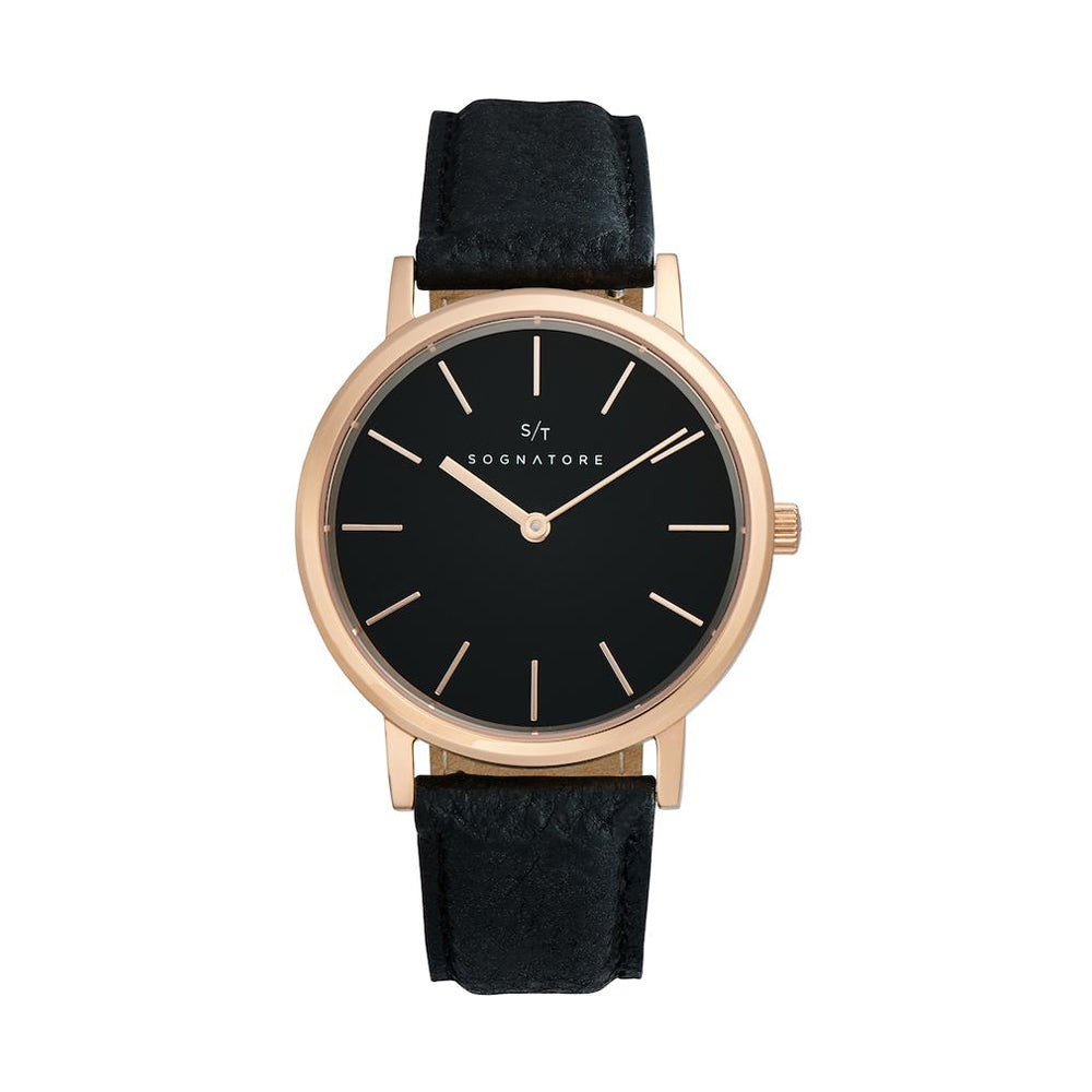 Sognatore Pure Black Rose Gold Damenuhr / Herrenuhr