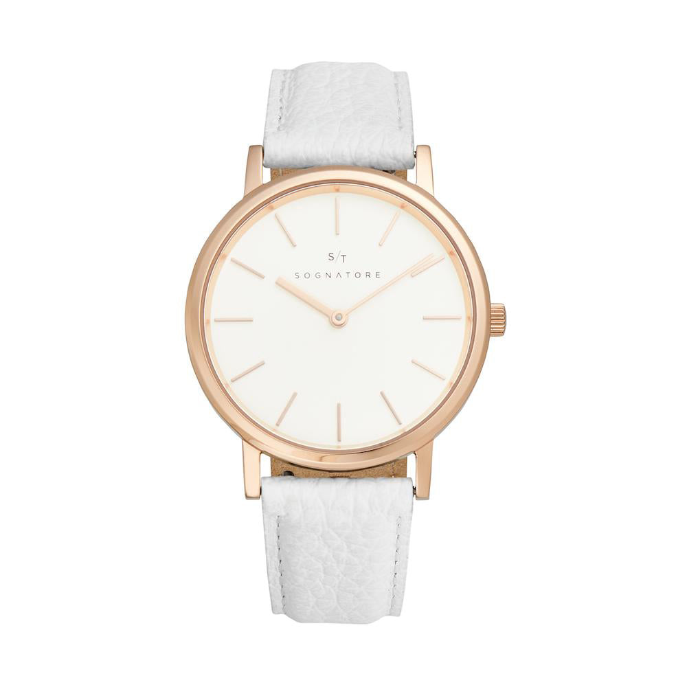 Sognatore Pure White Rose Gold Damenuhr / Herrenuhr